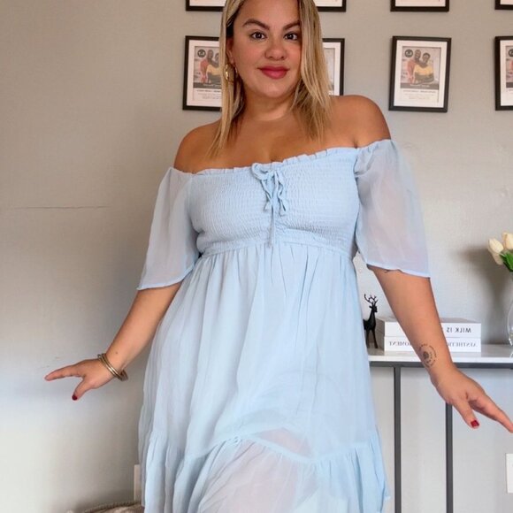 LILLUSORY Women's Flowy Casual Mini Dresses 2024 Summer Smocked V Neck Flutter - Picture 6 of 14